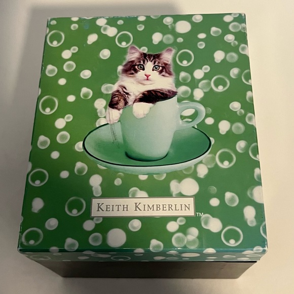 Keith Kimberlin Cat In Cup Coffee Cup Mug Green With Bubbles Original Box - Picture 7 of 8
